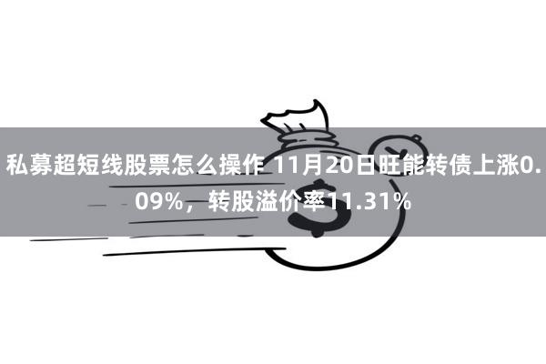 私募超短线股票怎么操作 11月20日旺能转债上涨0.09%，转股溢价率11.31%