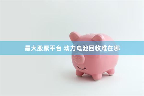 最大股票平台 动力电池回收难在哪