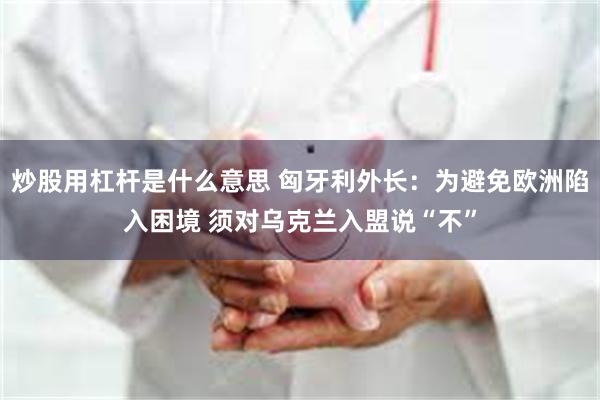 炒股用杠杆是什么意思 匈牙利外长：为避免欧洲陷入困境 须对乌克兰入盟说“不”